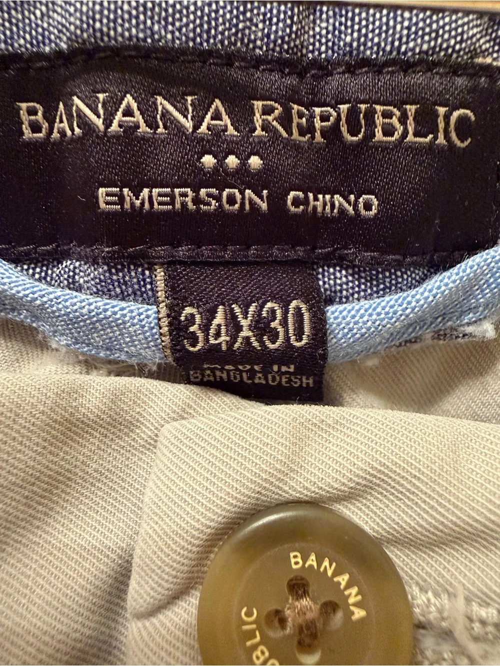 Banana Republic Men's Light Khaki Cotton Chinos - Beige